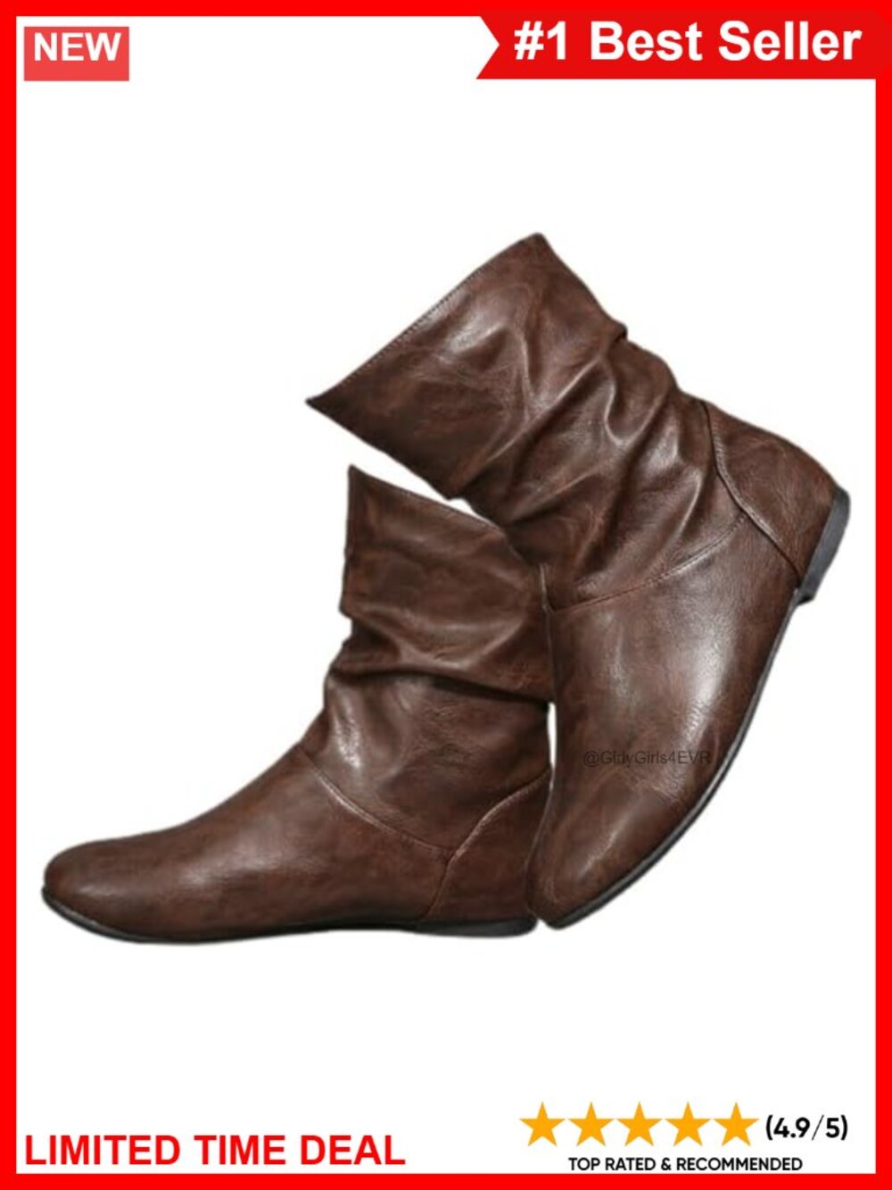 Slouch Ankle Booties Flat Heel Pull On Round Toe PU Women
